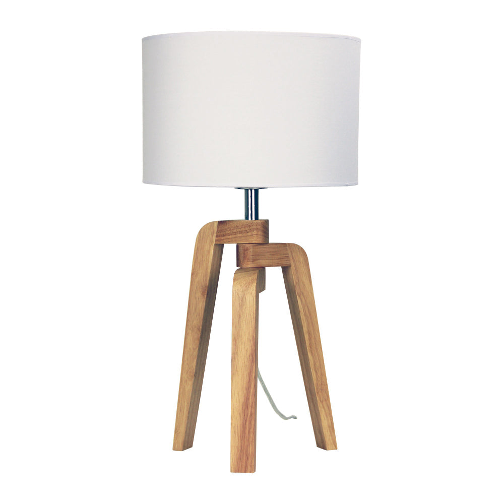 Lund Tripod Table Lamp Wood with White Shade